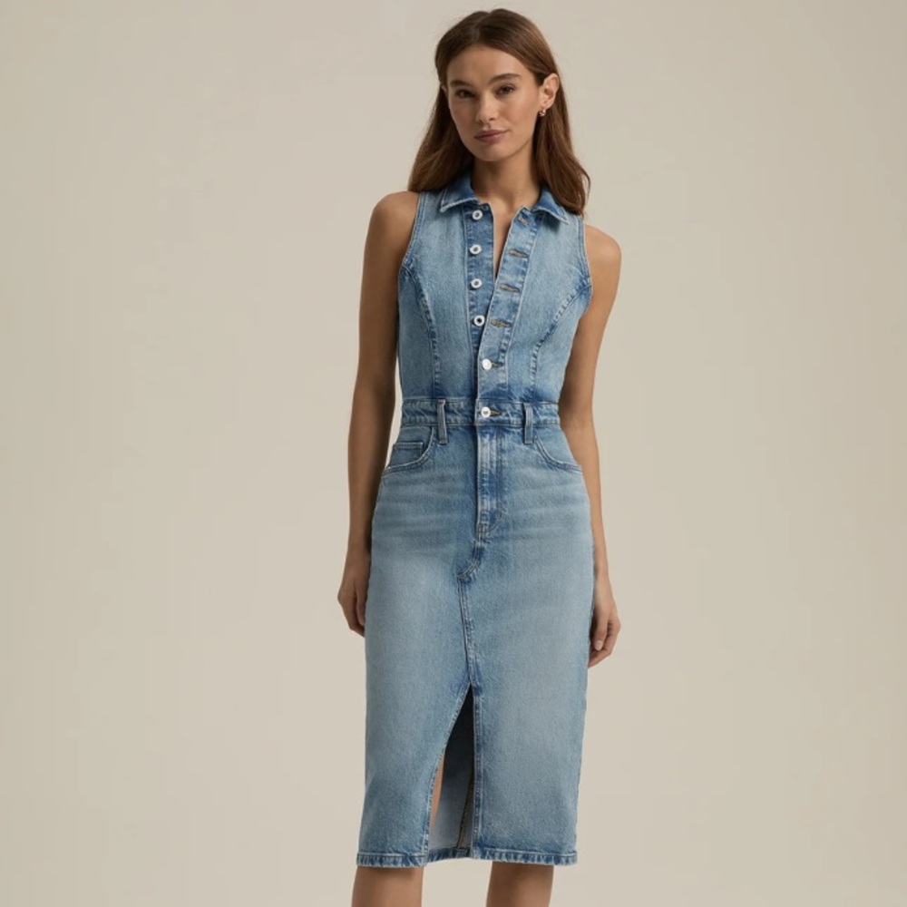 Favorite Daughter The Halter City Denim Midi Dress Blue Size 31